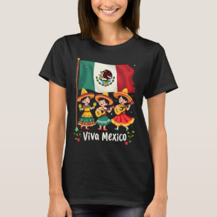 Viva Mexico Mexican Independence Day Guitar Girls  T-Shirt
