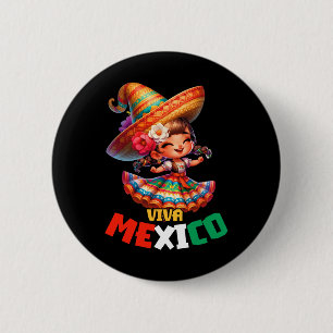 Viva Mexico Mexican Independence Day Mexican Girl 6 Cm Round Badge