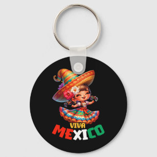 Viva Mexico Mexican Independence Day Mexican Girl  Key Ring