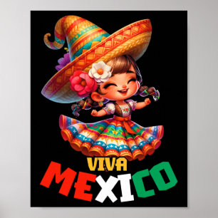 Viva Mexico Mexican Independence Day Mexican Girl  Poster