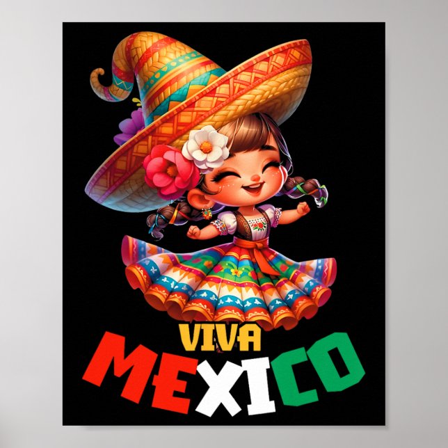 Viva Mexico Mexican Independence Day Mexican Girl  Poster (Front)