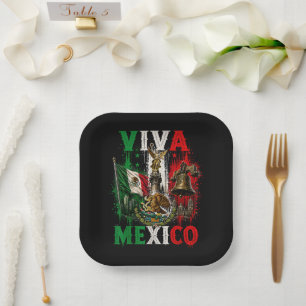 Viva Mexico Mexican Independence Day Retro Paper Plate