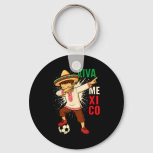 Viva mexico mexican soccer boy dabbing poncho key ring