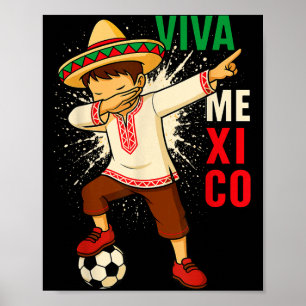 Viva mexico mexican soccer boy dabbing poncho poster