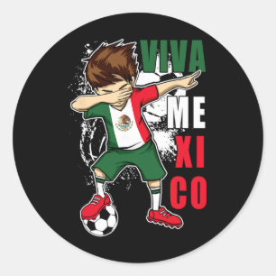 Viva Mexico Mexican Soccer Boy Independence Day Fl Classic Round Sticker