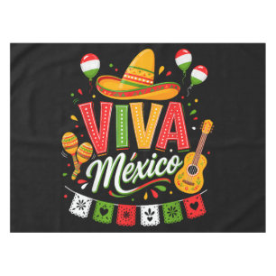 Viva Mexico Mexican Sombrero Maracas Tablecloth