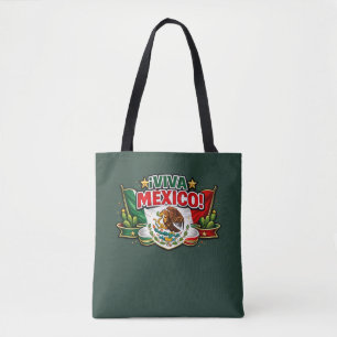 Viva Mexico Patriotic Typography T-Shirt Mexican Tote Bag