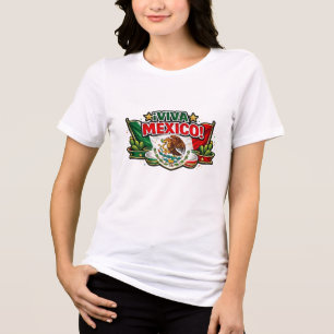Viva Mexico Patriotic Typography T-Shirt Mexican Tri-Blend Shirt