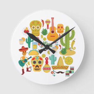 viva mexico round clock
