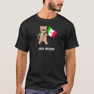 Viva Mexico Says Hispanic Mexico Flag Mexican Cat T-Shirt