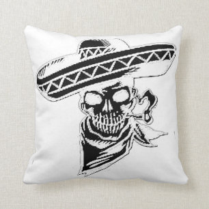 "Viva Mexico" skull with sombrero Cushion