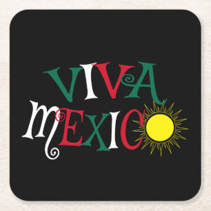 Viva Mexico Square Paper Coaster