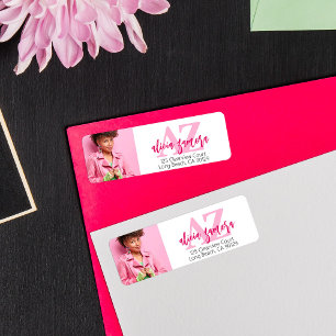 Viva Modern Magenta Bold Pink Photo Return Address Label