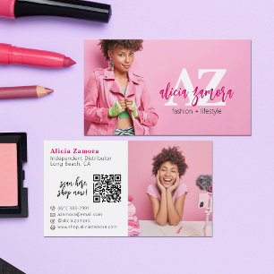 Viva Modern Magenta Chic Bold Stylish Custom Photo Business Card