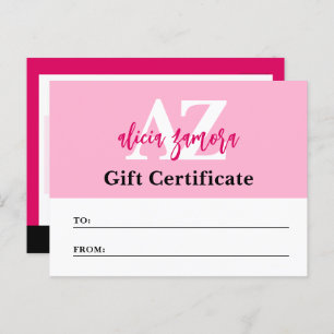 Viva Modern Magenta Fashion Gift Certificate Card