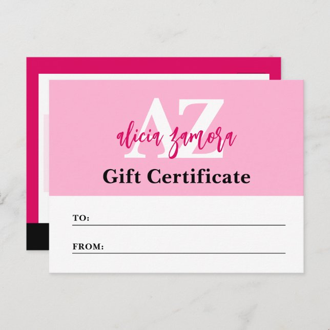 Viva Modern Magenta Fashion Gift Certificate Card (Front/Back)