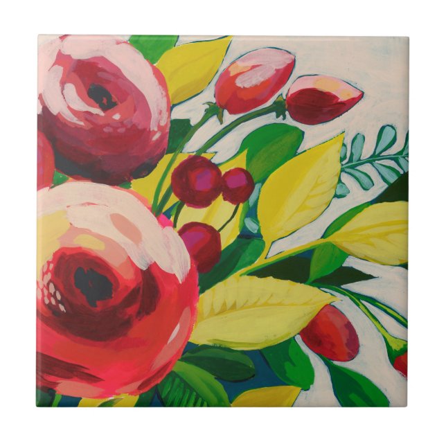 Vivacious Blooms Ceramic Tile (Front)