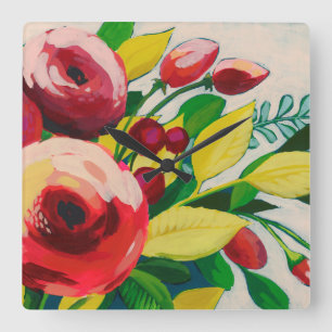 Vivacious Blooms Square Wall Clock