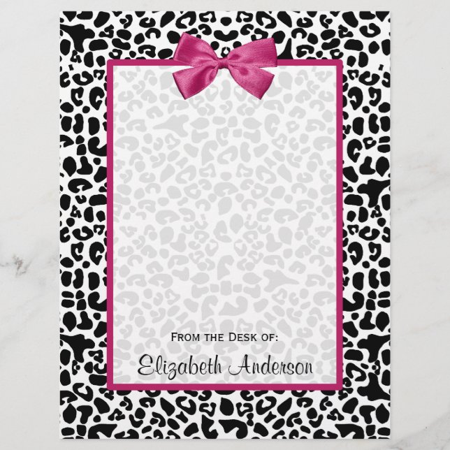 Vivacious Dark Pink Ribbon Leopard Print With Name (Front)