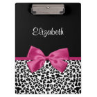 Vivacious Dark Pink Ribbon Leopard Print With Name