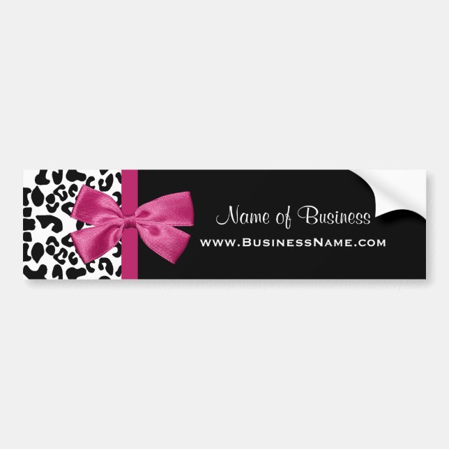 Vivacious Pink Ribbon Leopard Print Business Card Bumper Sticker (Front)