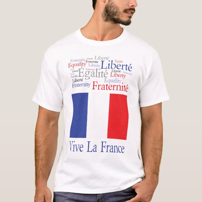 Vive La France French Flag Bastille Day T-Shirt (Front)
