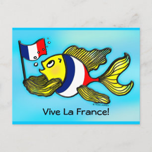 VIVE LA FRANCE French Flag Fish funny cartoon Postcard