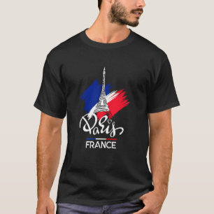 Vive La France - Paris Eiffel Tower Sketch Drawing T-Shirt