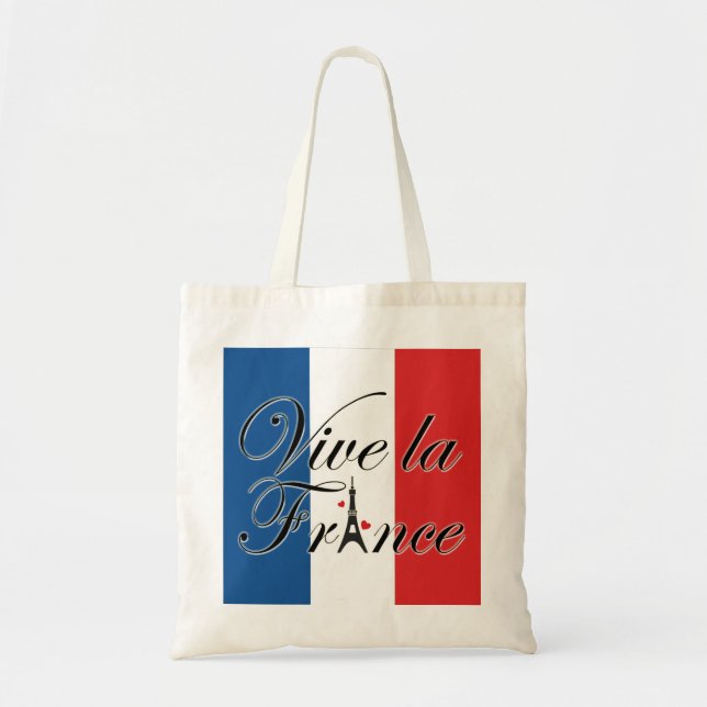 Vive la France Typography Tote Bag (Front)