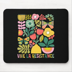 Vive La Resistance Political Retro Boho Floral Lon Mouse Pad