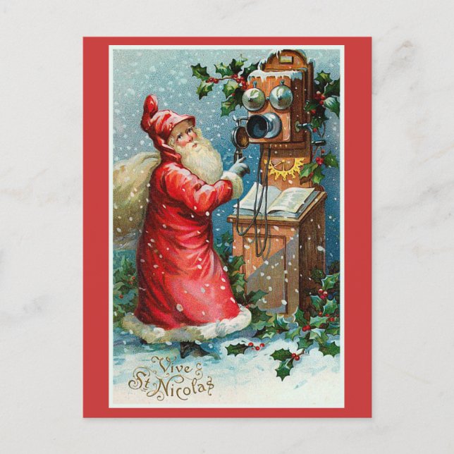 "Vive St. Nicolas" Vintage French Christmas Holiday Postcard (Front)