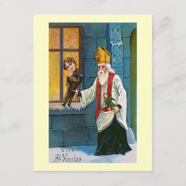 "Vive St. Nicolas" Vintage French Postcard (Front)