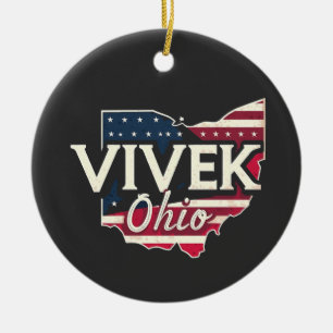 Vivek Ohio 2026 Governor Republican American  Ceramic Ornament