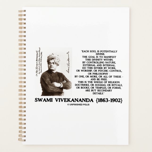 Vivekananda Each Soul Potentially Divine Be Free Planner (Front)