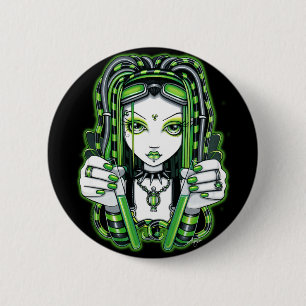 "Vivian" Cybergoth Dark Industrial Fae Button
