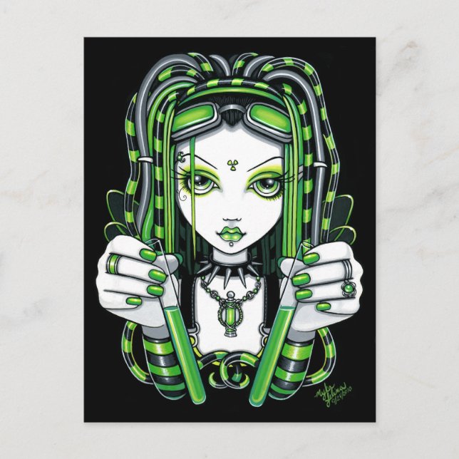 "Vivian" Cybergoth Dark Industrial Fairy Postcard (Front)