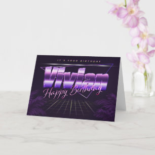 Vivian Name Vorname lila retro Karte Geburtstag Card