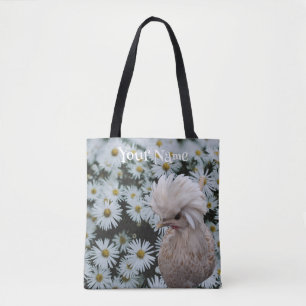 Vivian on White Daisies - Customize Your Name Tote Bag