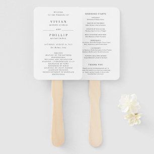 Vivian Simple Elegant Wedding Program Hand Fan
