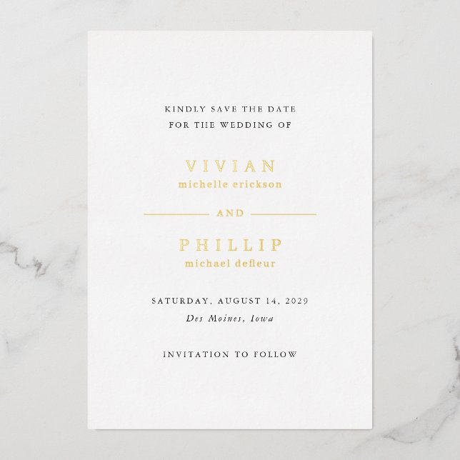 Vivian Simple Elegant Wedding Save the Date (Front)