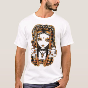 "Vivian" Tangerine Cyber Goth Fairy Art T-shirt
