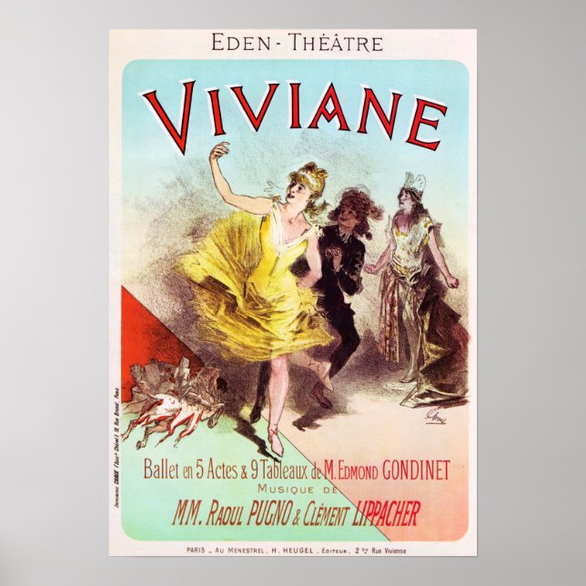 VIVIANE Eden Theatre Old French Ballet Dance Opera Poster (Front)