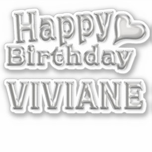 Viviane Happy Birthday silver Sticker