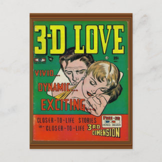 Vivid 3d Love Comic Book Cover Artwork  Postcard