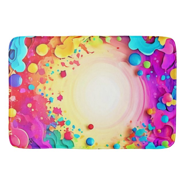 Vivid Abstract Colour Explosion Art Bath Mat (Front)