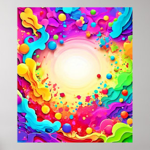 Vivid Abstract Colour Explosion Art Poster