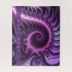 Vivid Abstract Cool Pink Purple Fractal Art Name Jigsaw Puzzle