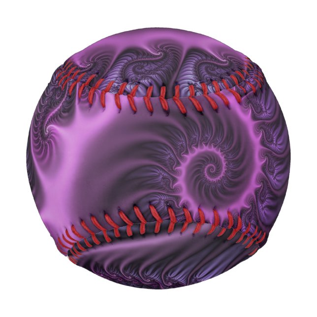 Vivid Abstract Cool Pink Purple Fractal Art Spiral Baseball (Front)