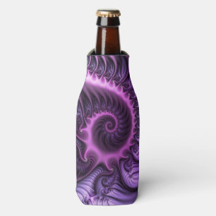 Vivid Abstract Cool Pink Purple Fractal Art Spiral Bottle Cooler