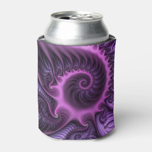 Vivid Abstract Cool Pink Purple Fractal Art Spiral Can Cooler